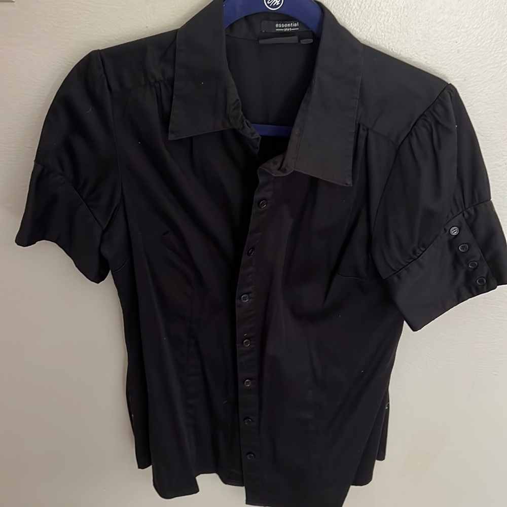 Black short sleeve button up shirt smoke free home